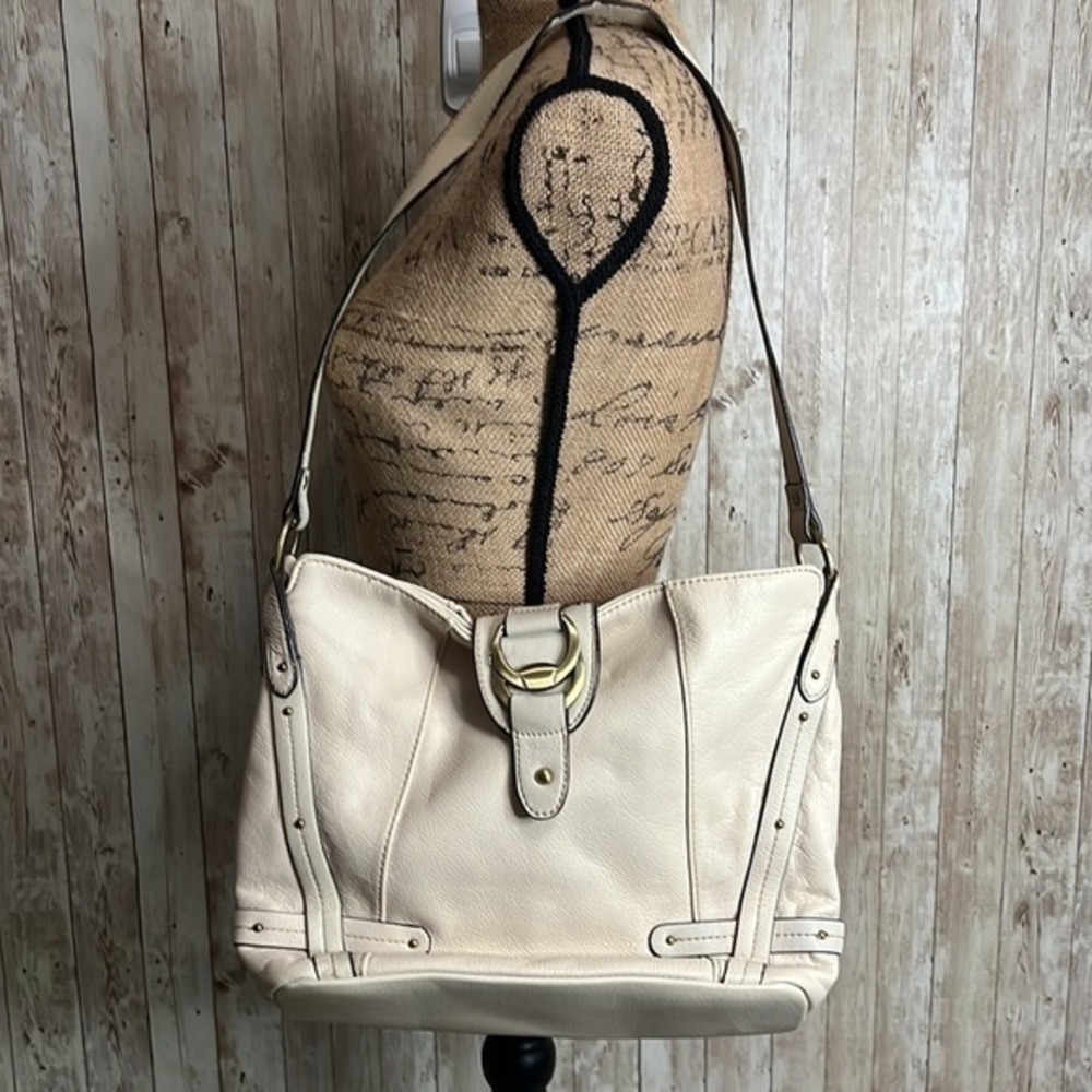 🐺Apt 9 Cream Large Off-White Hobo Leather Shoulder Bag